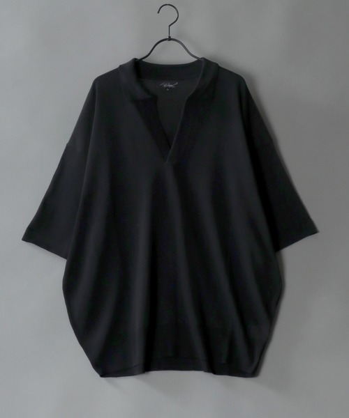 SITRY(シトリー)の「skipper knit big polo/スキッパー ニット ビッグ ポロシャツ(ポロシャツ・メンズ・ブラック/アイボリー/イエロー/ブラウン・M/L)」の3枚目の写真