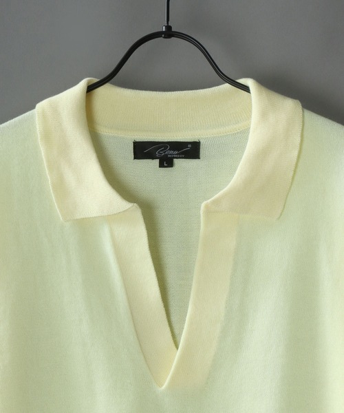 SITRY(シトリー)の「skipper knit big polo/スキッパー ニット ビッグ ポロシャツ(ポロシャツ・メンズ・ブラック/アイボリー/イエロー/ブラウン・M/L)」の5枚目の写真