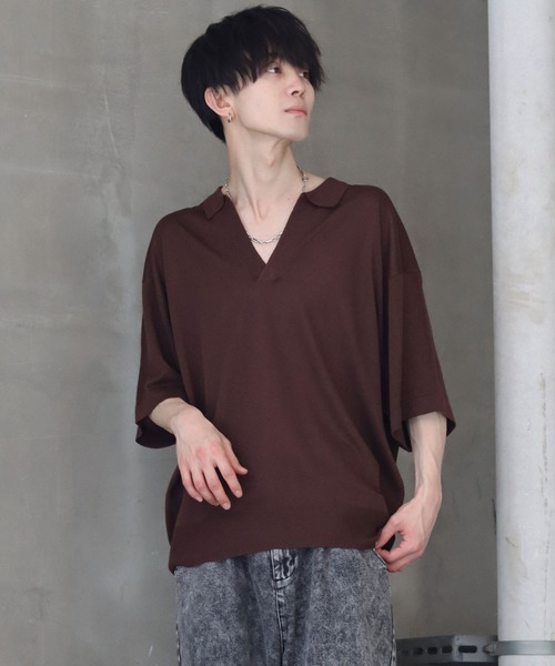 SITRY(シトリー)の「skipper knit big polo/スキッパー ニット ビッグ ポロシャツ(ポロシャツ・メンズ・ブラック/アイボリー/イエロー/ブラウン・M/L)」の14枚目の写真