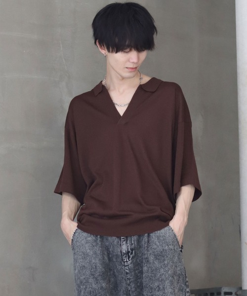SITRY(シトリー)の「skipper knit big polo/スキッパー ニット ビッグ ポロシャツ(ポロシャツ・メンズ・ブラック/アイボリー/イエロー/ブラウン・M/L)」の15枚目の写真