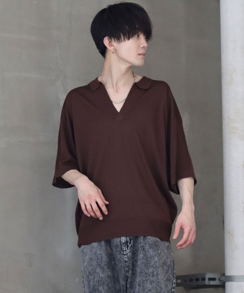 SITRY(シトリー)の「skipper knit big polo/スキッパー ニット ビッグ ポロシャツ(ポロシャツ・メンズ・ブラック/アイボリー/イエロー/ブラウン・M/L)」の16枚目の写真