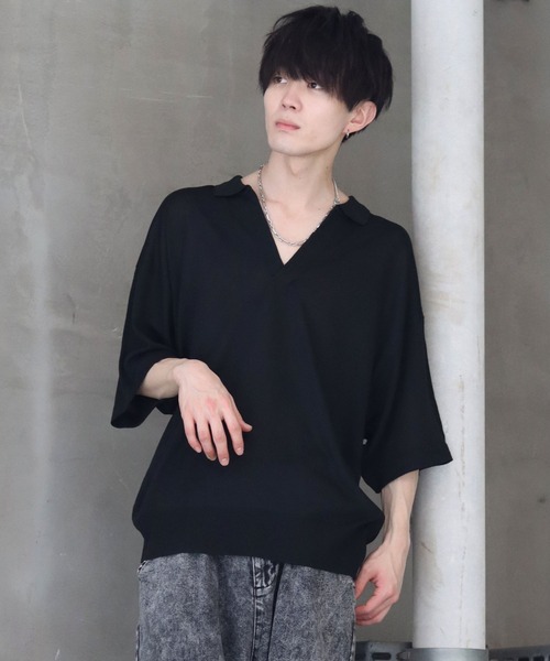 SITRY(シトリー)の「skipper knit big polo/スキッパー ニット ビッグ ポロシャツ(ポロシャツ・メンズ・ブラック/アイボリー/イエロー/ブラウン・M/L)」の18枚目の写真