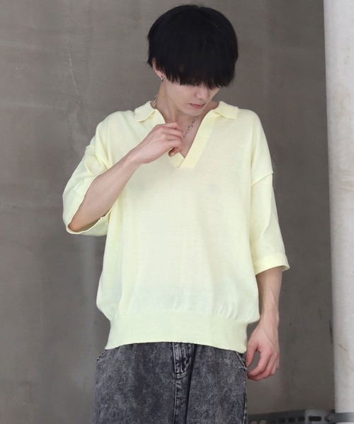 SITRY(シトリー)の「skipper knit big polo/スキッパー ニット ビッグ ポロシャツ(ポロシャツ・メンズ・ブラック/アイボリー/イエロー/ブラウン・M/L)」の21枚目の写真