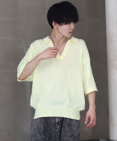 SITRY(シトリー)の「skipper knit big polo/スキッパー ニット ビッグ ポロシャツ(ポロシャツ・メンズ・ブラック/アイボリー/イエロー/ブラウン・M/L)」の22枚目の写真