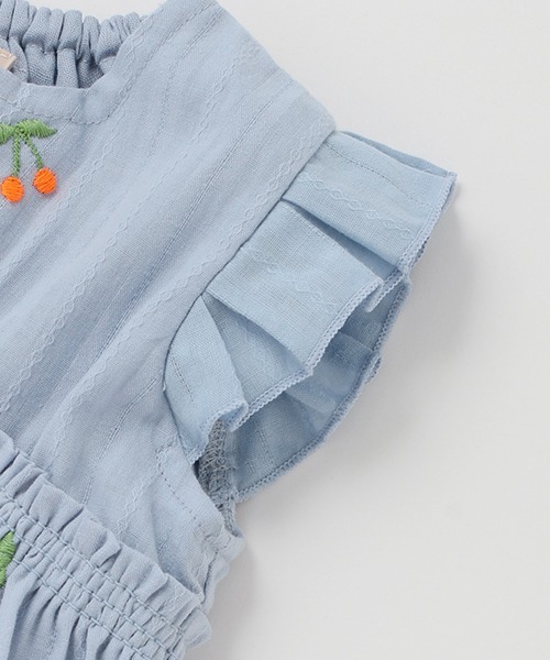 petit main（プティマイン）の「【抗菌防臭】チェリー刺繍セットアップ（アンサンブル・キッズ・オフホワイト/ピンク/ライトブルー・80ｃｍ/70cm）」の6枚目の写真