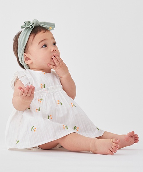 petit main（プティマイン）の「【抗菌防臭】チェリー刺繍セットアップ（アンサンブル・キッズ・オフホワイト/ピンク/ライトブルー・80ｃｍ/70cm）」の17枚目の写真