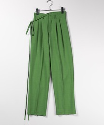 me+em select | ※※【 リボンはお好きな長さにセルフカット可能 ／ 選べる４サイズ ／ １０色展開  】２WAY カットアウトリボンハイウエストタックスラックス(スラックス)