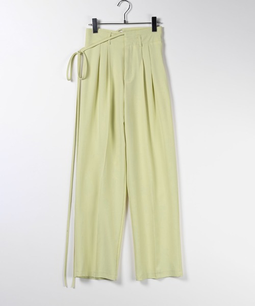 me+em select（ミームセレクト）の「※※【 リボンはお好きな長さにセルフカット可能 ／ 選べる４サイズ ／ １０色展開  】２WAY カットアウトリボンハイウエストタックスラックス（スラックス・レディース・ブラック/グレー/ベージュ/レモンイエロー/ライラック/ブルー系その他/ブルー/ピンク/チャコール/グリーン系その他・X-SMALL/SMALL/MEDIUM/LARGE）」の20枚目の写真