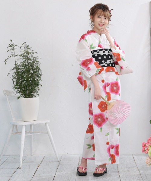 C.R.E.A.M（クリーム）の「平帯で浴衣美人に！昭和レトロの夕涼み浴衣3点セット(浴衣・平帯・下駄)（浴衣・レディース・その他1/その他2/その他3/その他4・FREE）」の4枚目の写真