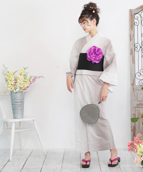 C.R.E.A.M（クリーム）の「平帯で浴衣美人に！昭和レトロの夕涼み浴衣3点セット(浴衣・平帯・下駄)（浴衣・レディース・その他1/その他2/その他3/その他4・FREE）」の6枚目の写真