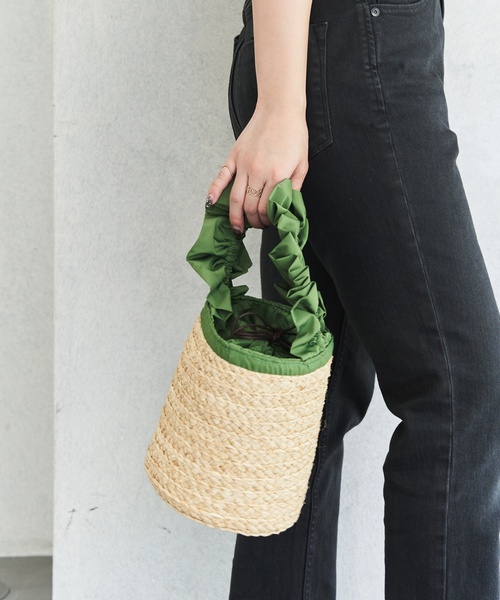 LE TALON（ルタロン）の「LE TALON フリルハンドルカゴBAG（かごバッグ・レディース・ブラック/ピンク/グリーン・FREE）」の3枚目の写真