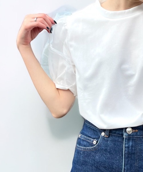 United store(ユナイテッドストア)の「シアーパフスリーブトップ(Tシャツ/カットソー・レディース・ブラック/ホワイト・FREE)」の5枚目の写真