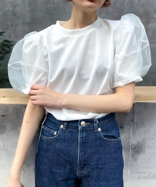 United store(ユナイテッドストア)の「シアーパフスリーブトップ(Tシャツ/カットソー・レディース・ブラック/ホワイト・FREE)」の8枚目の写真