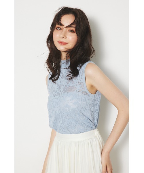 rienda(リエンダ)の「レースハイネックニットトップス レーストップス 夏服(ニット/セーター・レディース・ホワイト/ベージュ/ブルー/ブラック・FREE)」の15枚目の写真