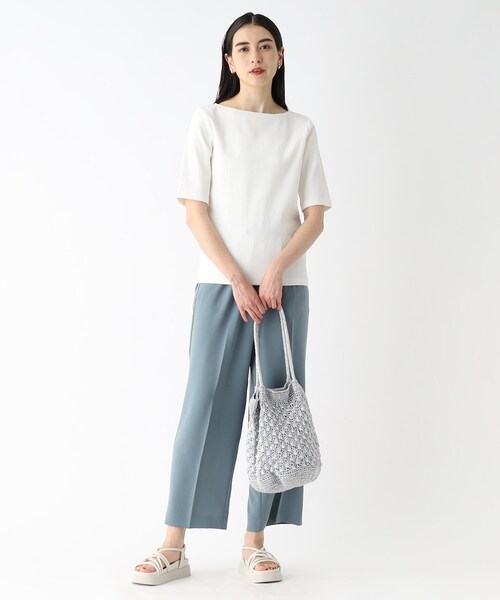 OPAQUE.CLIP（オペークドットクリップ）の「◆ストレッチ リブカットソー【洗濯機洗い可】（Tシャツ/カットソー・レディース・ブルーグレー/ボルドー/オフホワイト/ブラック・40/42/36/38）」の6枚目の写真