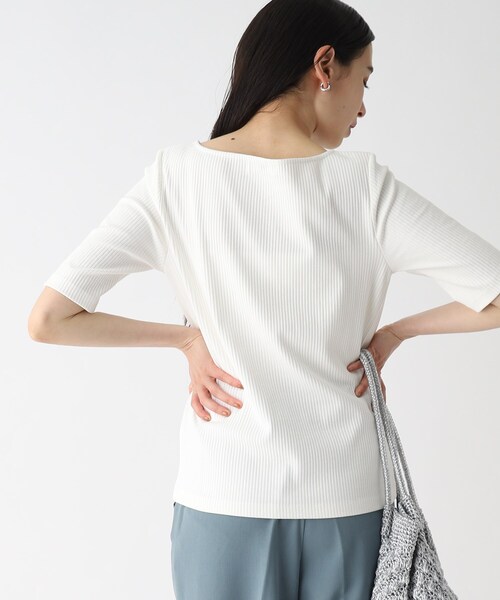 OPAQUE.CLIP（オペークドットクリップ）の「◆ストレッチ リブカットソー【洗濯機洗い可】（Tシャツ/カットソー・レディース・ブルーグレー/ボルドー/オフホワイト/ブラック・40/42/36/38）」の17枚目の写真