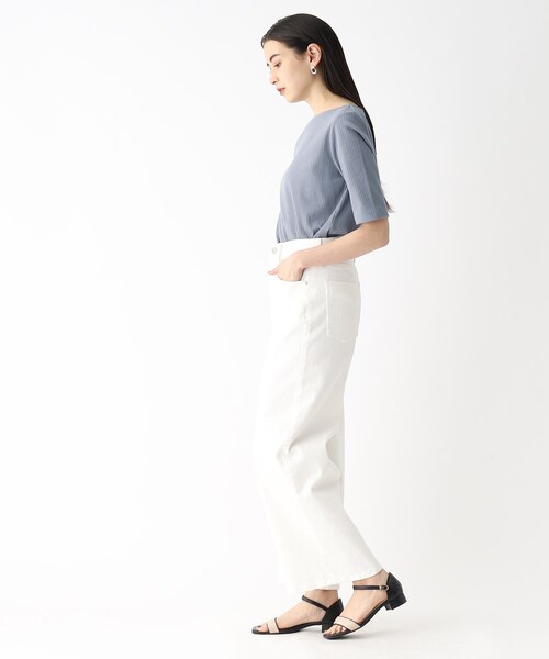 OPAQUE.CLIP（オペークドットクリップ）の「◆ストレッチ リブカットソー【洗濯機洗い可】（Tシャツ/カットソー・レディース・ブルーグレー/ボルドー/オフホワイト/ブラック・40/42/36/38）」の7枚目の写真