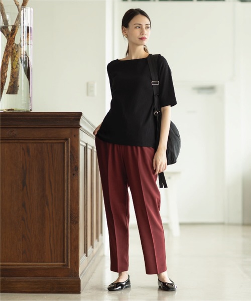 OPAQUE.CLIP（オペークドットクリップ）の「◆ストレッチ リブカットソー【洗濯機洗い可】（Tシャツ/カットソー・レディース・ブルーグレー/ボルドー/オフホワイト/ブラック・40/42/36/38）」の10枚目の写真