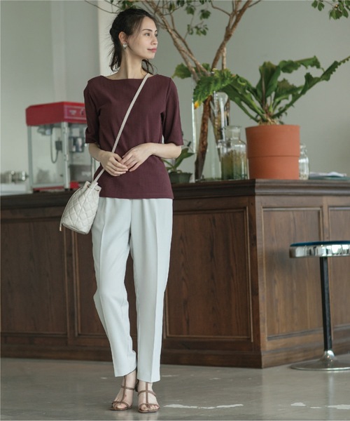 OPAQUE.CLIP（オペークドットクリップ）の「◆ストレッチ リブカットソー【洗濯機洗い可】（Tシャツ/カットソー・レディース・ブルーグレー/ボルドー/オフホワイト/ブラック・40/42/36/38）」の16枚目の写真