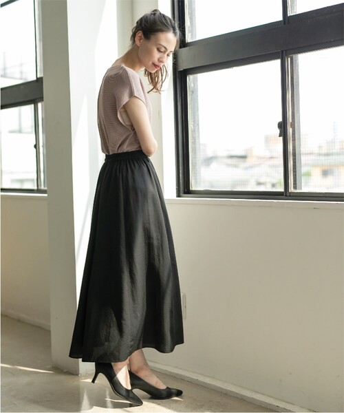 OPAQUE.CLIP（オペークドットクリップ）の「◆イージーギャザーフレアスカート【洗濯機洗い可/イージーケア】（スカート・レディース・ブラック/ボルドー/ダークネイビー/ライトパープル・36/38/40/42）」の7枚目の写真