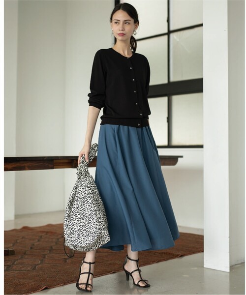 OPAQUE.CLIP（オペークドットクリップ）の「◆イージーギャザーフレアスカート【洗濯機洗い可/イージーケア】（スカート・レディース・ブラック/ボルドー/ダークネイビー/ライトパープル・36/38/40/42）」の9枚目の写真