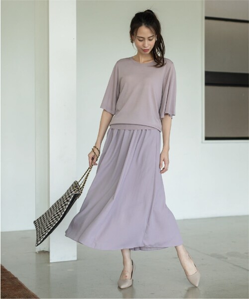 OPAQUE.CLIP（オペークドットクリップ）の「◆イージーギャザーフレアスカート【洗濯機洗い可/イージーケア】（スカート・レディース・ブラック/ボルドー/ダークネイビー/ライトパープル・36/38/40/42）」の13枚目の写真