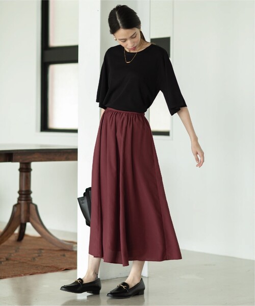 OPAQUE.CLIP（オペークドットクリップ）の「◆イージーギャザーフレアスカート【洗濯機洗い可/イージーケア】（スカート・レディース・ブラック/ボルドー/ダークネイビー/ライトパープル・36/38/40/42）」の21枚目の写真