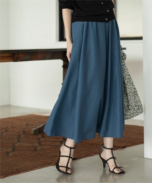 OPAQUE.CLIP（オペークドットクリップ）の「◆イージーギャザーフレアスカート【洗濯機洗い可/イージーケア】（スカート・レディース・ブラック/ボルドー/ダークネイビー/ライトパープル・36/38/40/42）」の3枚目の写真