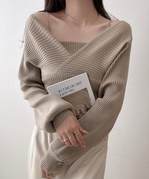 レイヤードボリュームスリーブニット