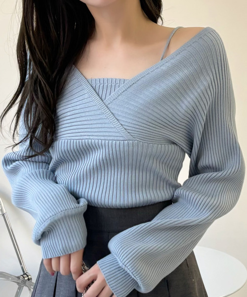 新品タグ付　LOHEN ローヘン　レイヤードスリーブニット　白 Ada.（エイダ）の「レイヤードボリュームスリーブニット（ニット