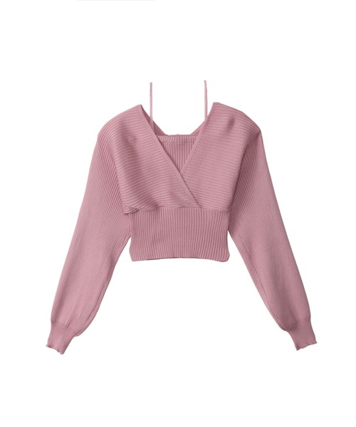 美品 ELLIE ボリュームスリーブショートニット【PINK】 ブルベ夏冬】ボリュームスリーブニット（ピンク） | ILONONO