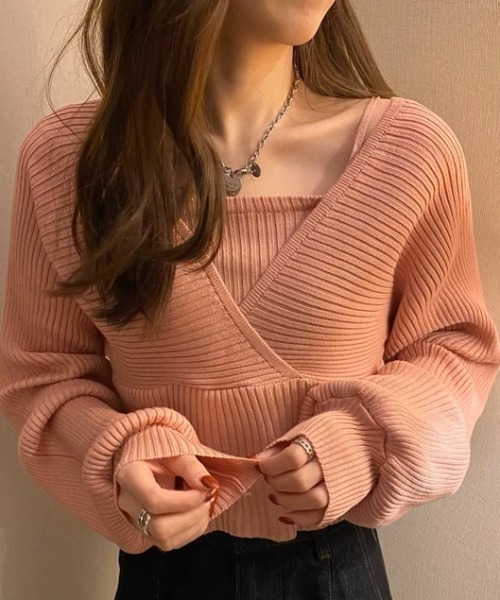 Ada.（エイダ）の「レイヤードボリュームスリーブニット（ニット/セーター・レディース・ブラウン/オフホワイト/ブラック/ピンク/レッド/レモンイエロー/ライトブルー/ベージュ・FREE）」の20枚目の写真