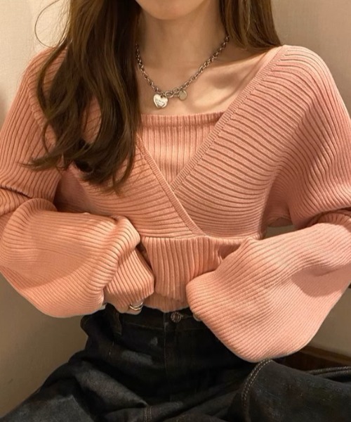 セール】レイヤードボリュームスリーブニット（ニット/セーター）｜Ada