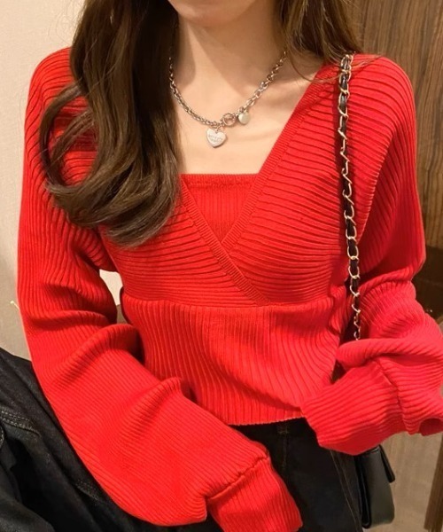 Ada.（エイダ）の「レイヤードボリュームスリーブニット（ニット/セーター・レディース・ブラウン/オフホワイト/ブラック/ピンク/レッド/レモンイエロー/ライトブルー/ベージュ・FREE）」の15枚目の写真