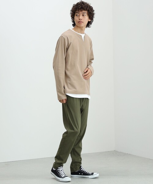 BEAMS HEART（ビームスハート）の「【ユニセックス】フェイクレイヤー ワッフル ロングスリーブ Tシャツ（Tシャツ/カットソー・メンズ・ベージュ/グリーン系その他/ブルー系その他・SMALL/MEDIUM/LARGE/X-LARGE）」の4枚目の写真