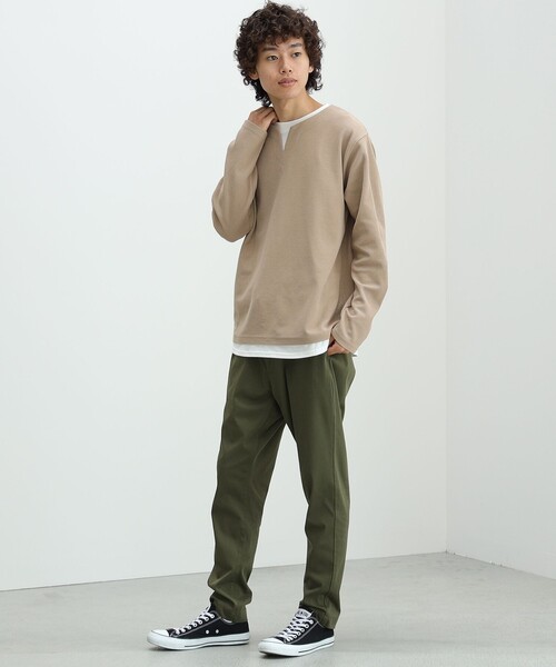 BEAMS HEART（ビームスハート）の「【ユニセックス】フェイクレイヤー ワッフル ロングスリーブ Tシャツ（Tシャツ/カットソー・メンズ・ベージュ/グリーン系その他/ブルー系その他・SMALL/MEDIUM/LARGE/X-LARGE）」の5枚目の写真