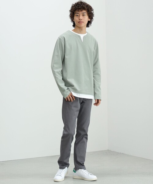 BEAMS HEART（ビームスハート）の「【ユニセックス】フェイクレイヤー ワッフル ロングスリーブ Tシャツ（Tシャツ/カットソー・メンズ・ベージュ/グリーン系その他/ブルー系その他・SMALL/MEDIUM/LARGE/X-LARGE）」の7枚目の写真