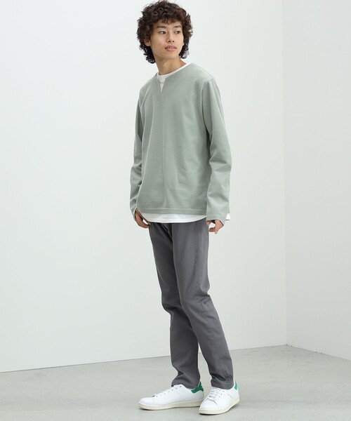 BEAMS HEART（ビームスハート）の「【ユニセックス】フェイクレイヤー ワッフル ロングスリーブ Tシャツ（Tシャツ/カットソー・メンズ・ベージュ/グリーン系その他/ブルー系その他・SMALL/MEDIUM/LARGE/X-LARGE）」の8枚目の写真