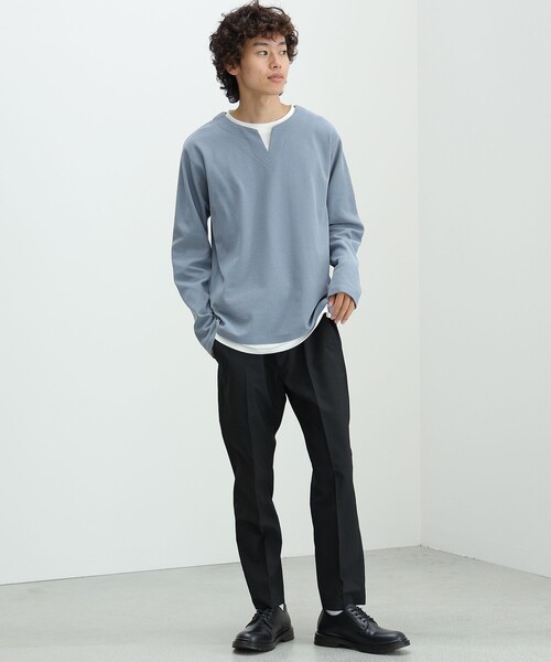 BEAMS HEART（ビームスハート）の「【ユニセックス】フェイクレイヤー ワッフル ロングスリーブ Tシャツ（Tシャツ/カットソー・メンズ・ベージュ/グリーン系その他/ブルー系その他・SMALL/MEDIUM/LARGE/X-LARGE）」の10枚目の写真