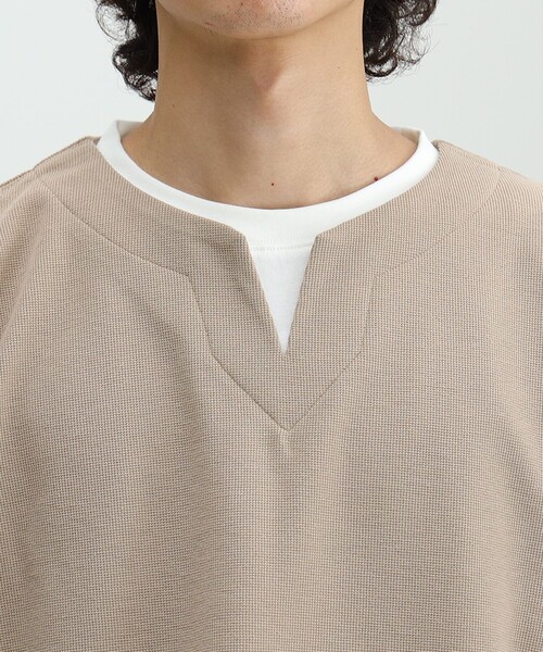 BEAMS HEART（ビームスハート）の「【ユニセックス】フェイクレイヤー ワッフル ロングスリーブ Tシャツ（Tシャツ/カットソー・メンズ・ベージュ/グリーン系その他/ブルー系その他・SMALL/MEDIUM/LARGE/X-LARGE）」の16枚目の写真