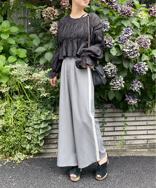 NOMAE(ノーマエ)の「タック入りラインパンツ(その他パンツ・レディース・グレー/ブラック・FREE)」の7枚目の写真