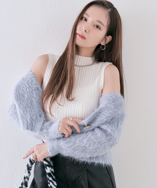 kirakiraShop(キラキラショップ)の「ふわふわシャギークロップドニットカーディガン(カーディガン/ボレロ・レディース・ライトブルー/ブラック/オフホワイト・FREE)」の22枚目の写真