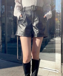 one way | ベルト付きレザーショートパンツ(その他パンツ)