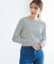 【静電気防止】【指穴袖】クルーネック/指穴袖 デザインカットソー