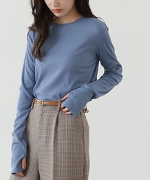 Pierrot | 【静電気防止】【指穴袖】クルーネック/指穴袖 デザインカットソー(Tシャツ/カットソー)