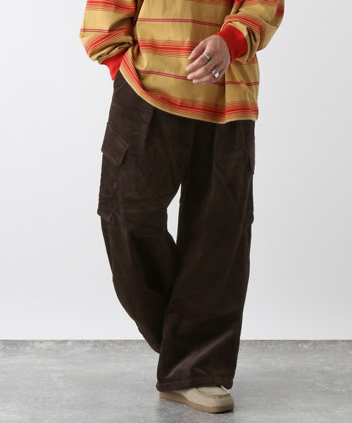 RAGEBLUE（レイジブルー）の「Corduroy wide straight cargo pants/コーデュロイワイドストレートカーゴパンツ/パラシュートパンツ（カーゴパンツ・メンズ・ブラウン系その他/カーキ/ブラウン/ブラック・SMALL/MEDIUM/LARGE）」の10枚目の写真