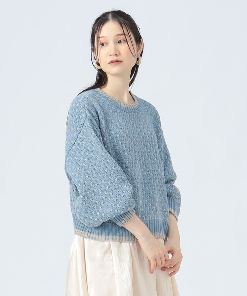 BEAMS HEART（ビームスハート）の「ドット柄 ジャカード ニット（ニット/セーター・レディース・ブラック/ベージュ/グリーン/チャコールグレー/サックスブルー・FREE）」の21枚目の写真