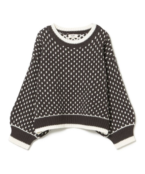 BEAMS HEART（ビームスハート）の「ドット柄 ジャカード ニット（ニット/セーター・レディース・ブラック/ベージュ/グリーン/チャコールグレー/サックスブルー・FREE）」の20枚目の写真