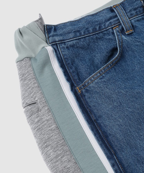 FACETASM（ファセッタズム）の「JERSEY MERGING DENIM（デニムパンツ・メンズ・インディゴブルー・3/4）」の6枚目の写真