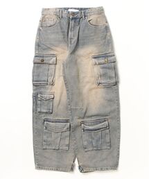 XU | ストリートファッション XU pocket cargo denim pants デニムパンツ カーゴパンツ カーゴデニム マルチポケット ビンテージ風ジーンズ オーバーサイズ 韓国ファッション(デニムパンツ)